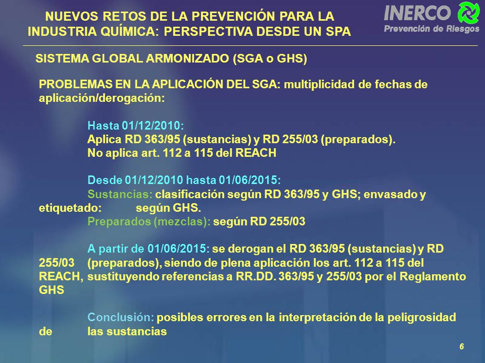 NUEVOS RETOS DE LA PREVENCIÓN PARA LA INDUSTRIA QUÍMICA: PERSPECTIVA DESDE UN SPA