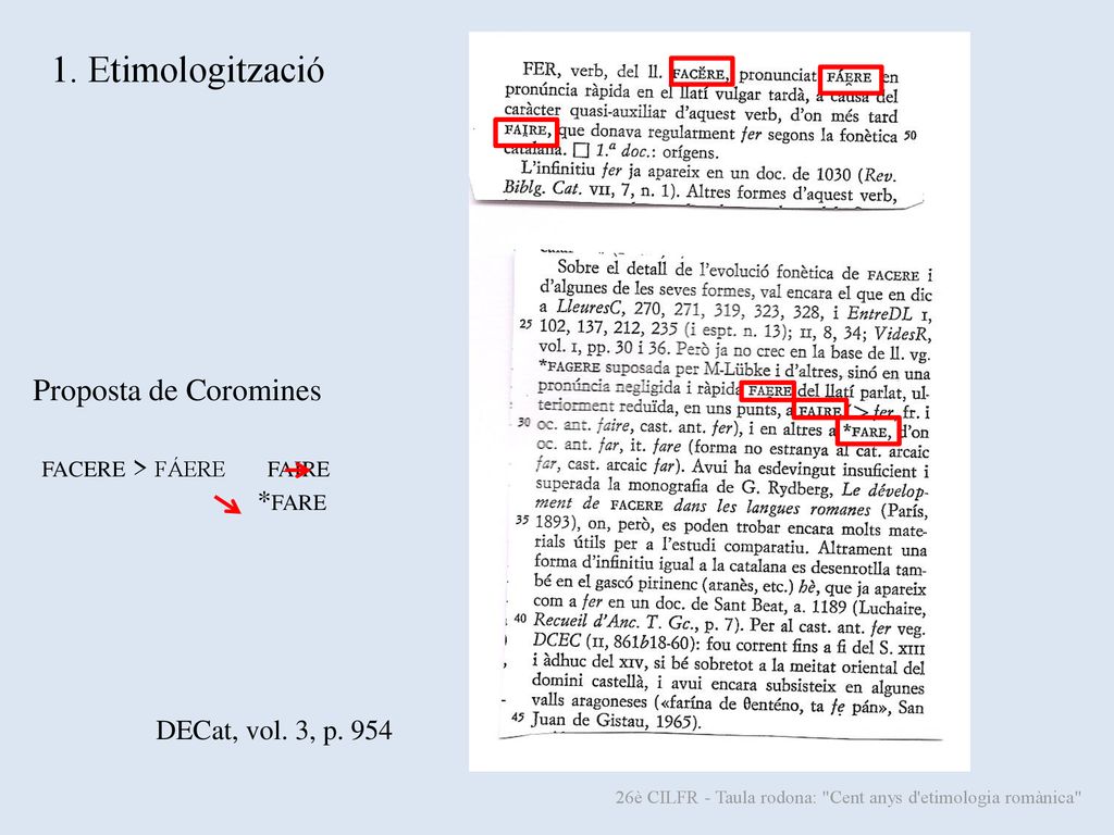 26è CILFR - Taula rodona: Cent anys d etimologia romànica