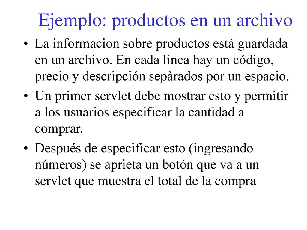 Ejemplo: productos en un archivo