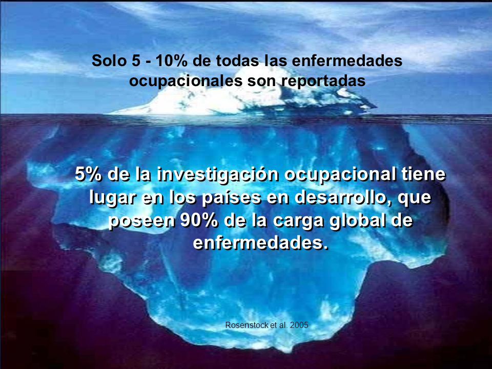 Solo % de todas las enfermedades ocupacionales son reportadas