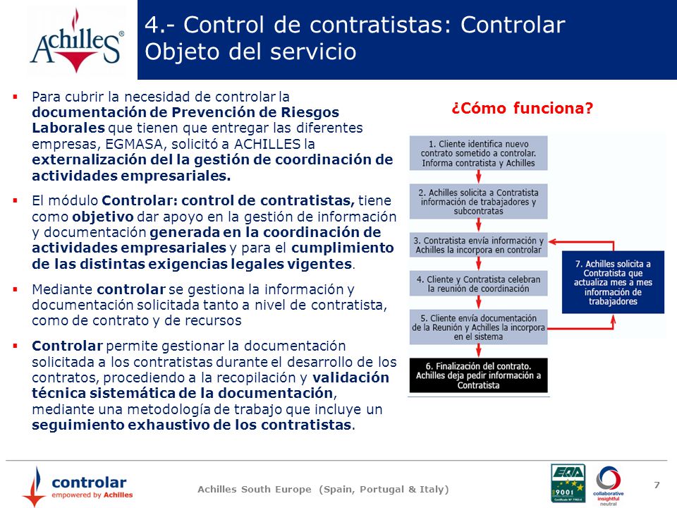 4.- Control de contratistas: Controlar Objeto del servicio