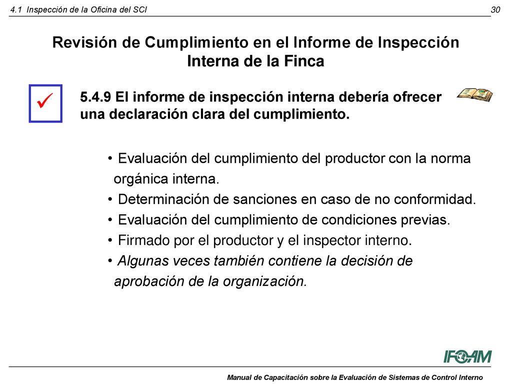 Revisión de Cumplimiento en el Informe de Inspección Interna de la Finca