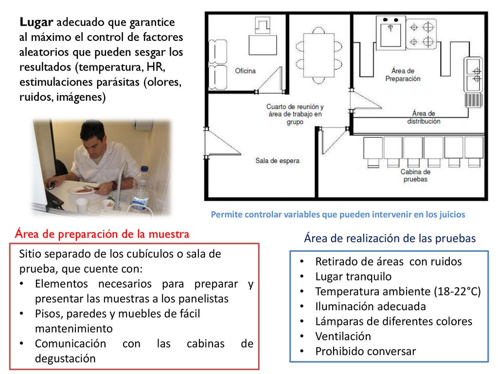 Área de preparación de la muestra Área de realización de las pruebas