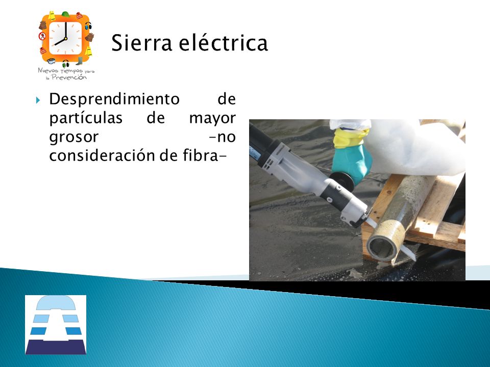 Sierra eléctrica Desprendimiento de partículas de mayor grosor –no consideración de fibra-