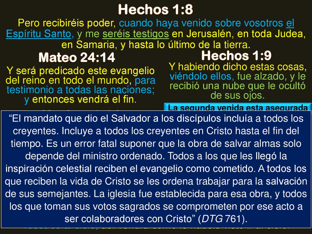 Hechos 1:8 Hechos 1:9 Mateo 24:14 Hechos 1:14 Hechos 1:11
