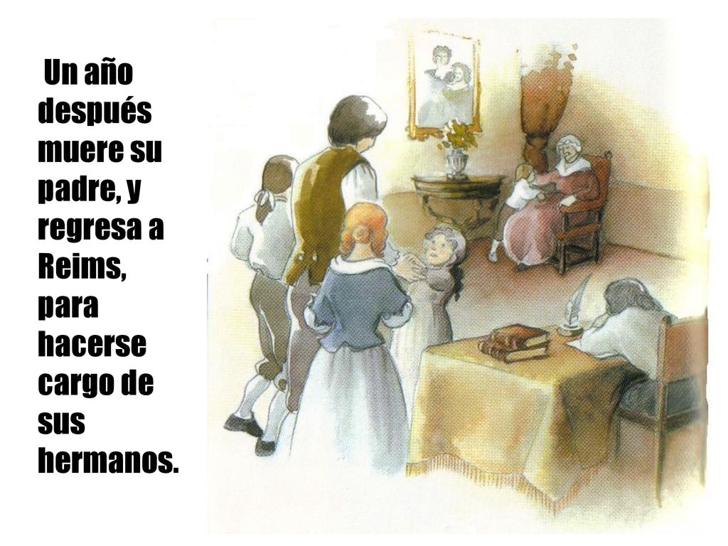 Un año después muere su padre, y regresa a Reims, para hacerse cargo de sus hermanos.