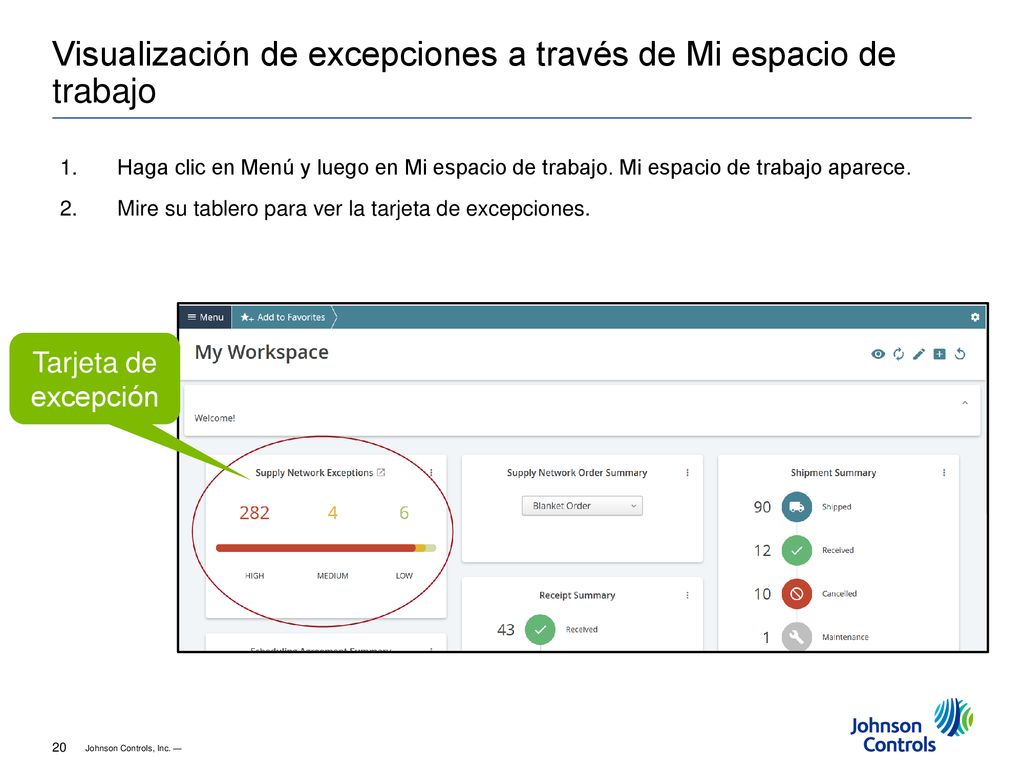 Visualización de excepciones a través de Mi espacio de trabajo