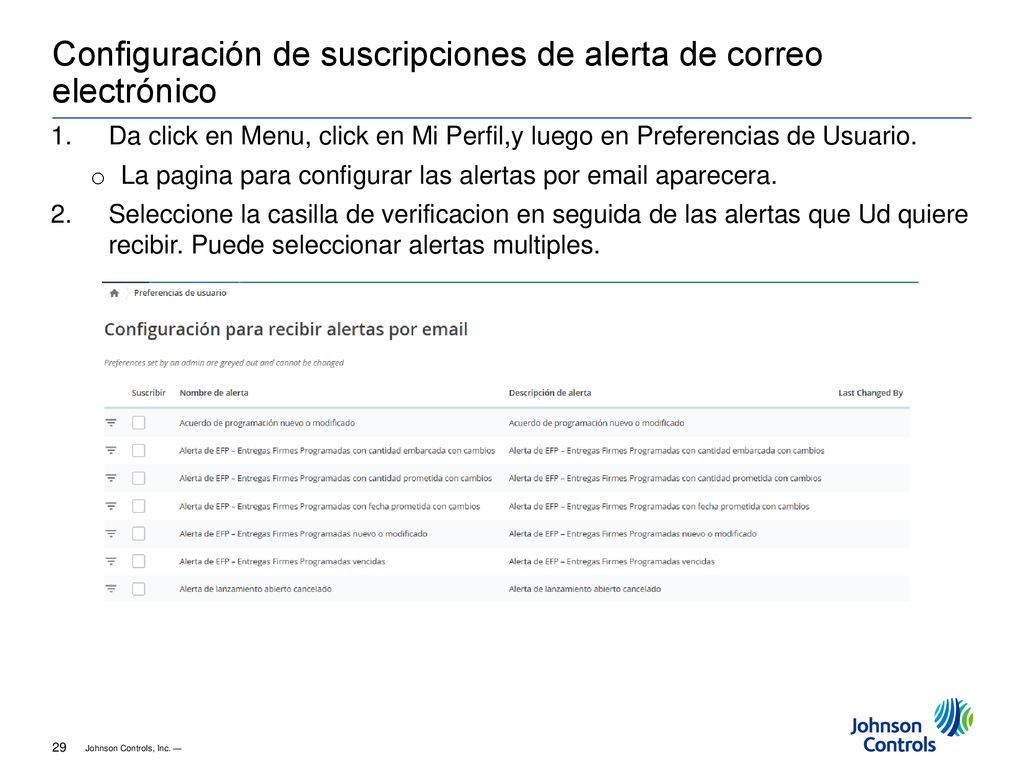 Configuración de suscripciones de alerta de correo electrónico
