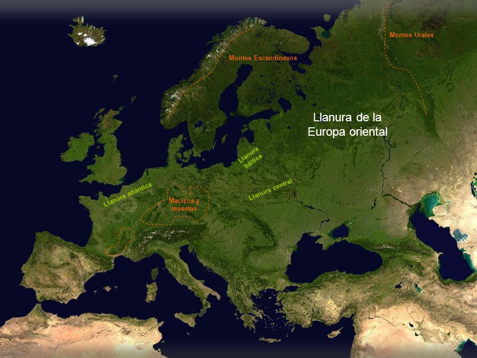 Llanura de la Europa oriental Montes Urales Montes Escandinavos