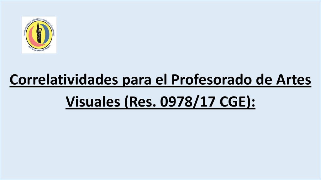 Correlatividades para el Profesorado de Artes Visuales (Res
