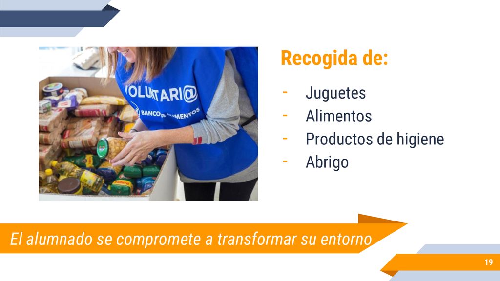 Recogida de: Juguetes Alimentos Productos de higiene Abrigo