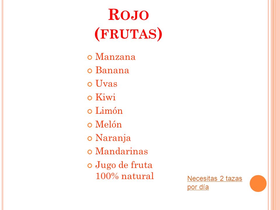 Rojo (frutas) Manzana Banana Uvas Kiwi Limón Melón Naranja Mandarinas