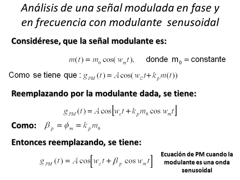 Ecuación de PM cuando la modulante es una onda senusoidal