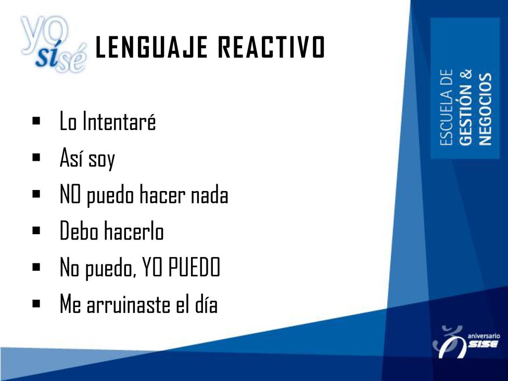 LENGUAJE REACTIVO Lo Intentaré Así soy NO puedo hacer nada