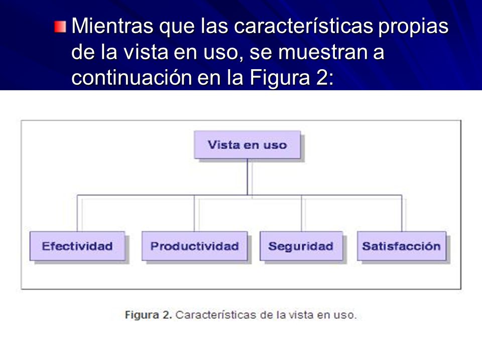 Mientras que las características propias de la vista en uso, se muestran a continuación en la Figura 2: