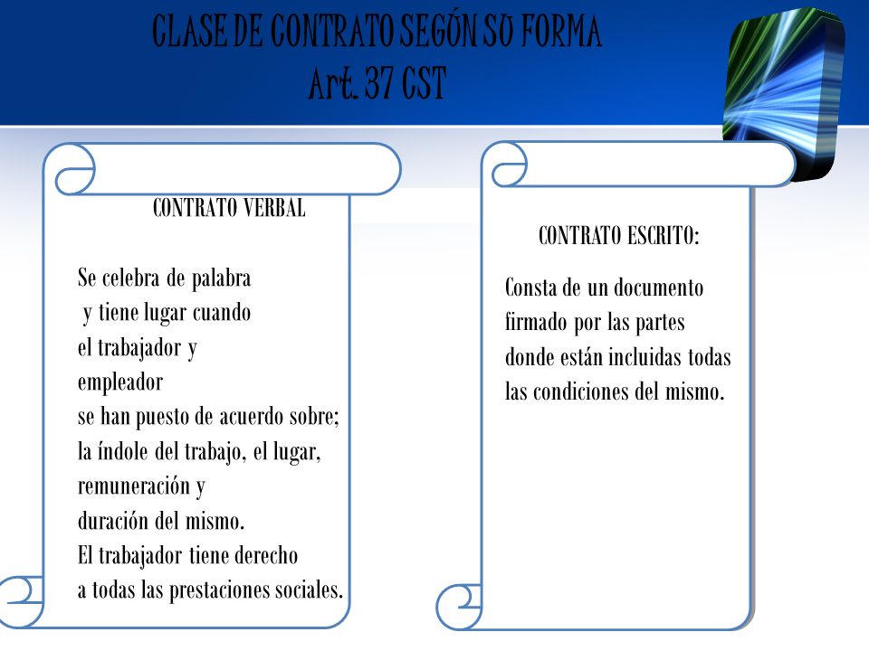 CLASE DE CONTRATO SEGÚN SU FORMA