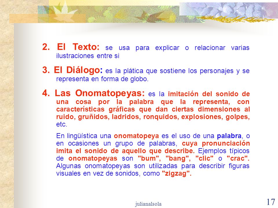 2. El Texto: se usa para explicar o relacionar varias ilustraciones entre si