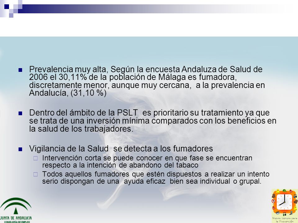 Vigilancia de la Salud se detecta a los fumadores