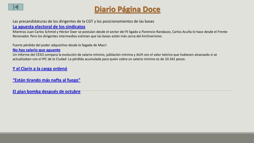 Diario Página Doce La apuesta electoral de los sindicatos
