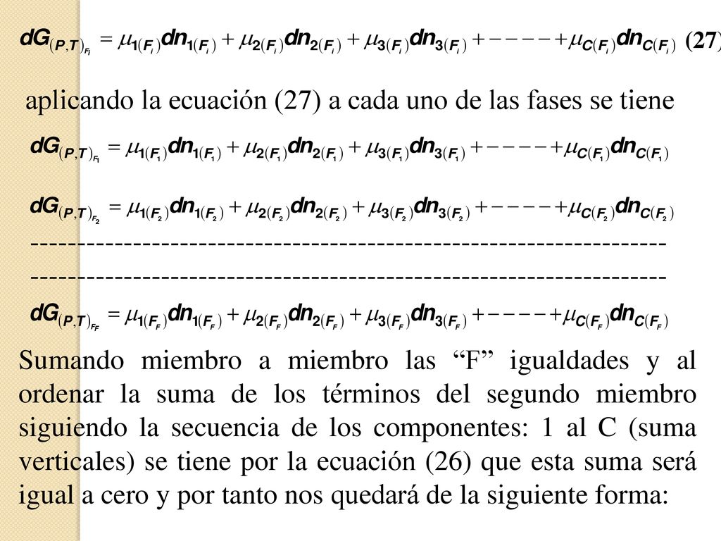 aplicando la ecuación (27) a cada uno de las fases se tiene