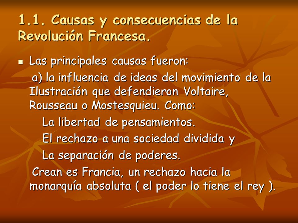 1.1. Causas y consecuencias de la Revolución Francesa.