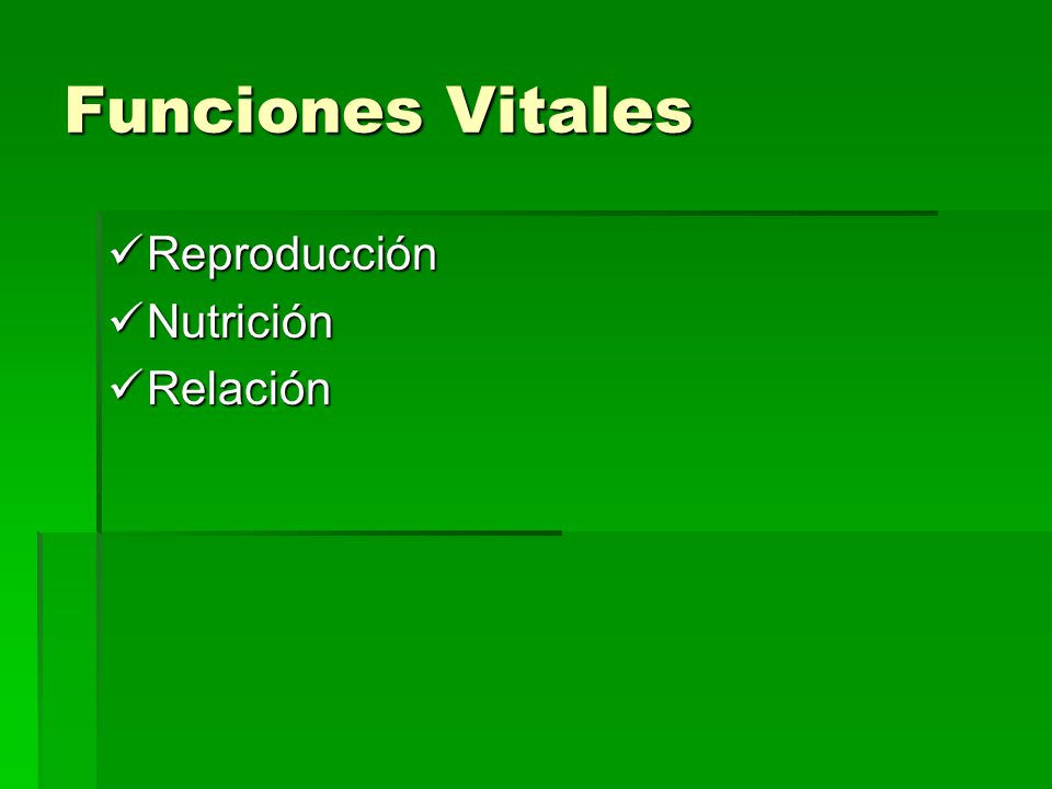 Funciones Vitales Reproducción Nutrición Relación