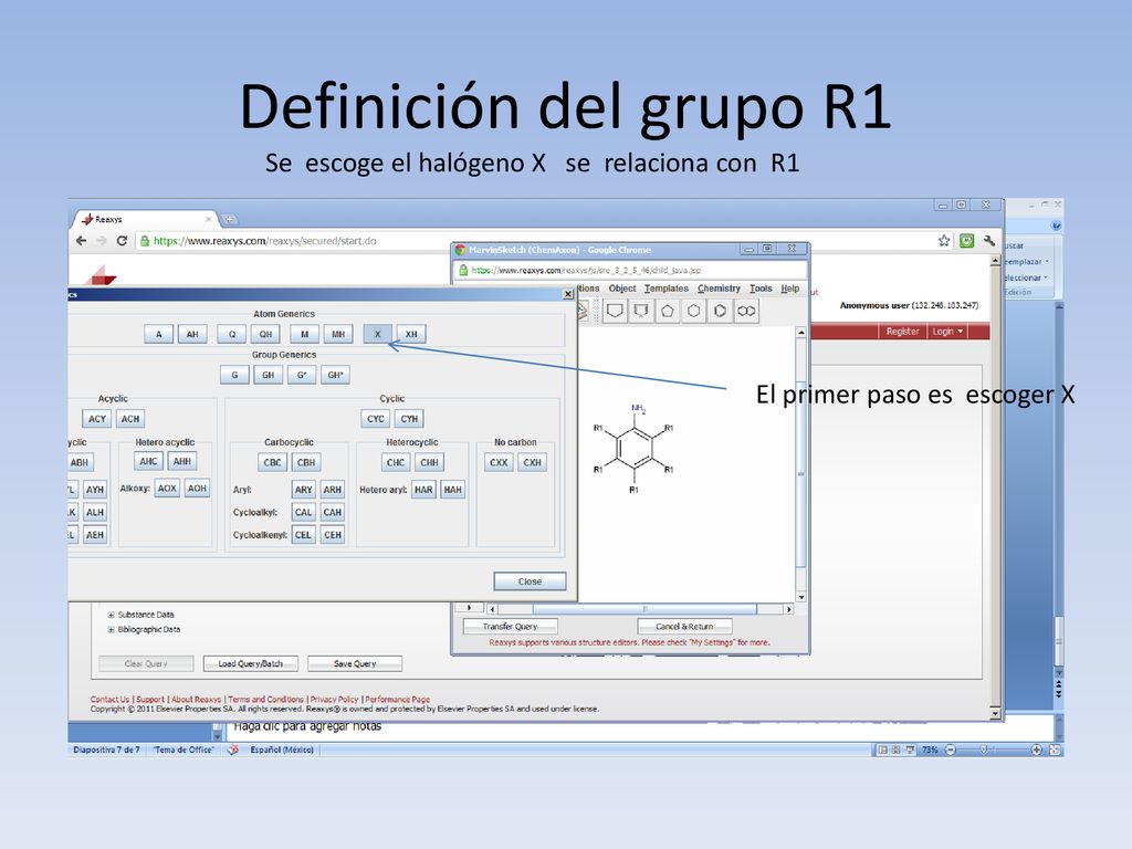 Definición del grupo R1 Se escoge el halógeno X se relaciona con R1