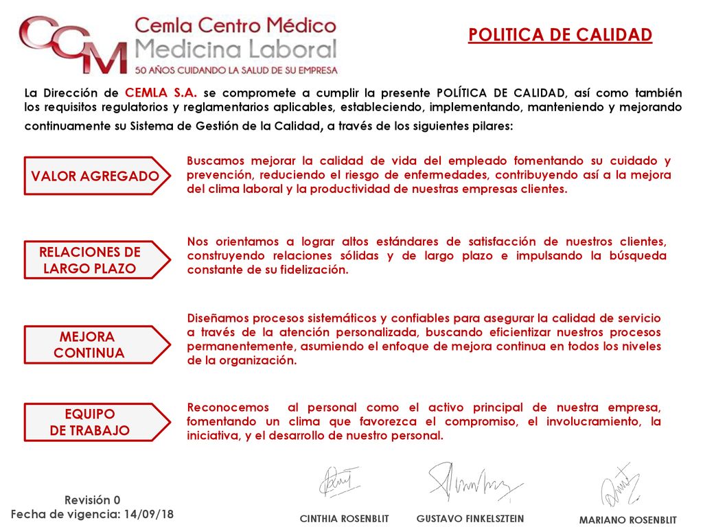 POLITICA DE CALIDAD VALOR AGREGADO RELACIONES DE LARGO PLAZO MEJORA