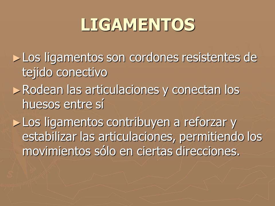 LIGAMENTOS Los ligamentos son cordones resistentes de tejido conectivo