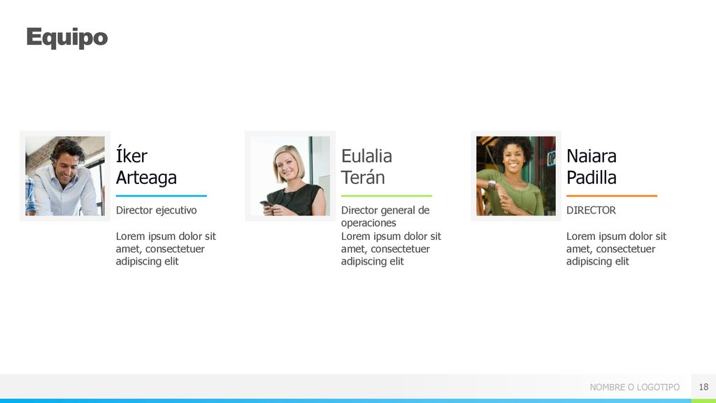 Equipo Íker Arteaga Eulalia Terán Naiara Padilla Director ejecutivo