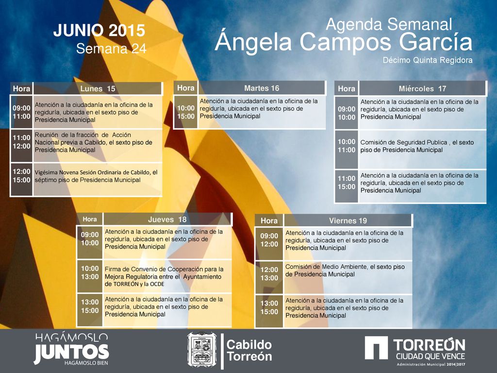 Ángela Campos García Agenda Semanal JUNIO 2015 Semana 24 Cabildo