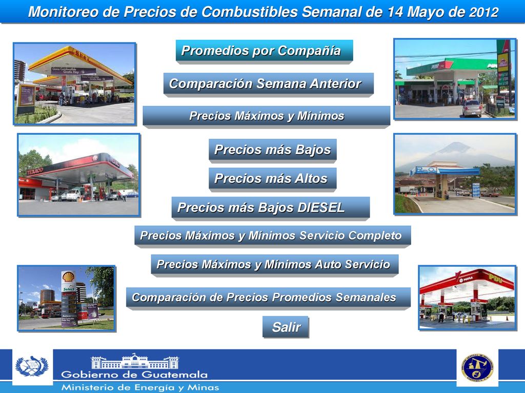Monitoreo de Precios de Combustibles Semanal de 14 Mayo de 2012
