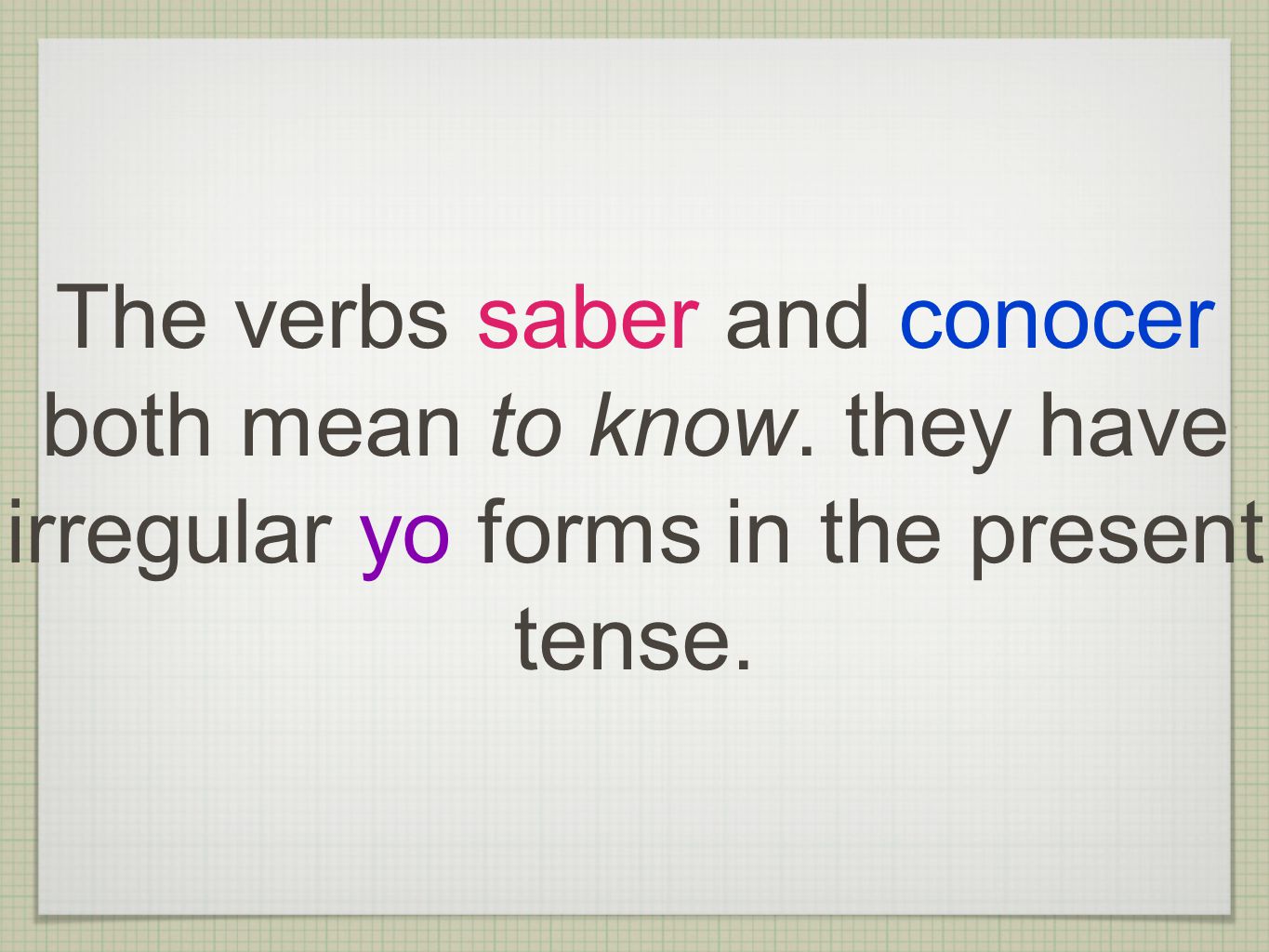 The verbs saber and conocer both mean to know