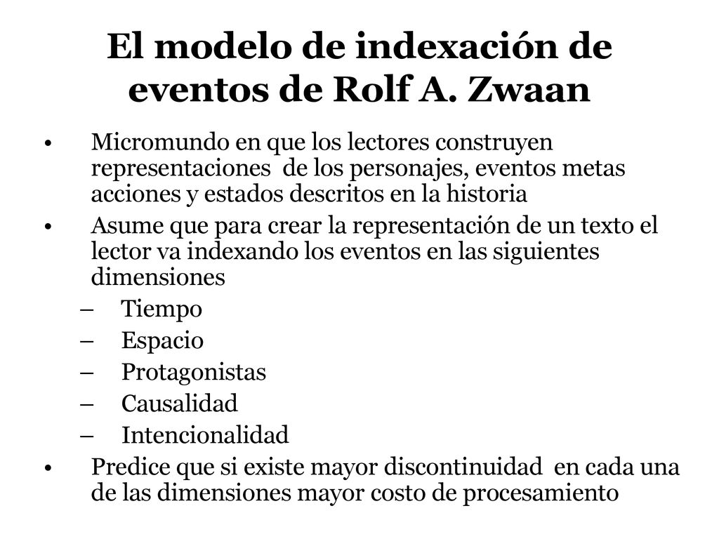 El modelo de indexación de eventos de Rolf A. Zwaan