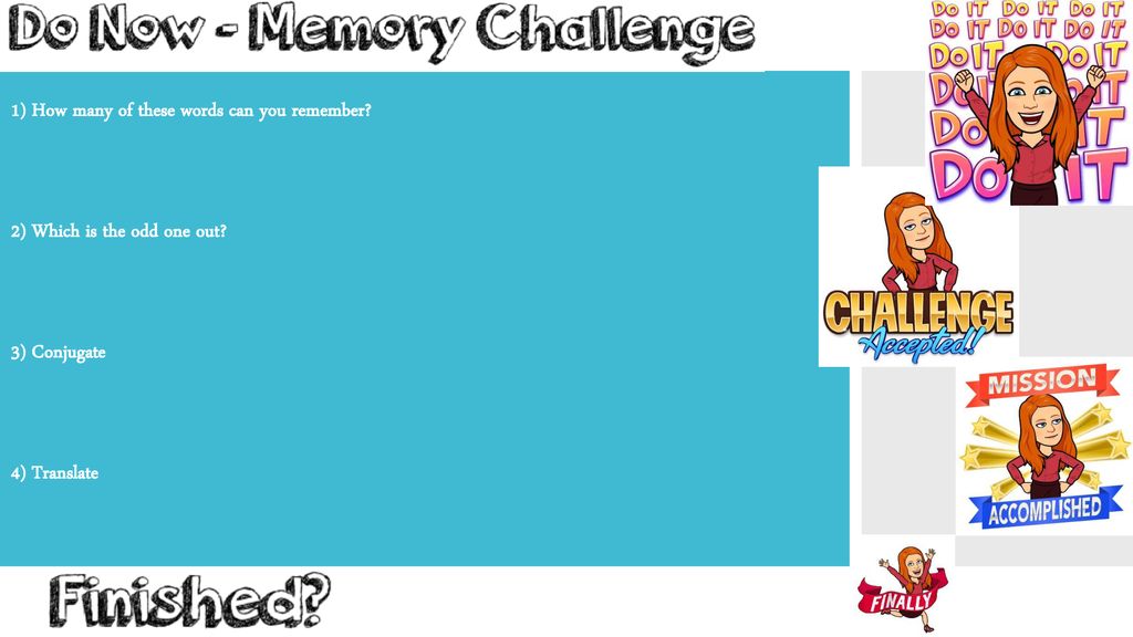 1) How many of these words can you remember