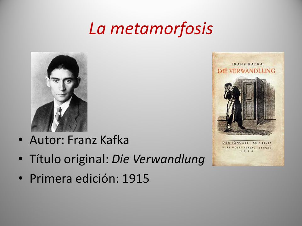 La metamorfosis Autor: Franz Kafka Título original: Die Verwandlung
