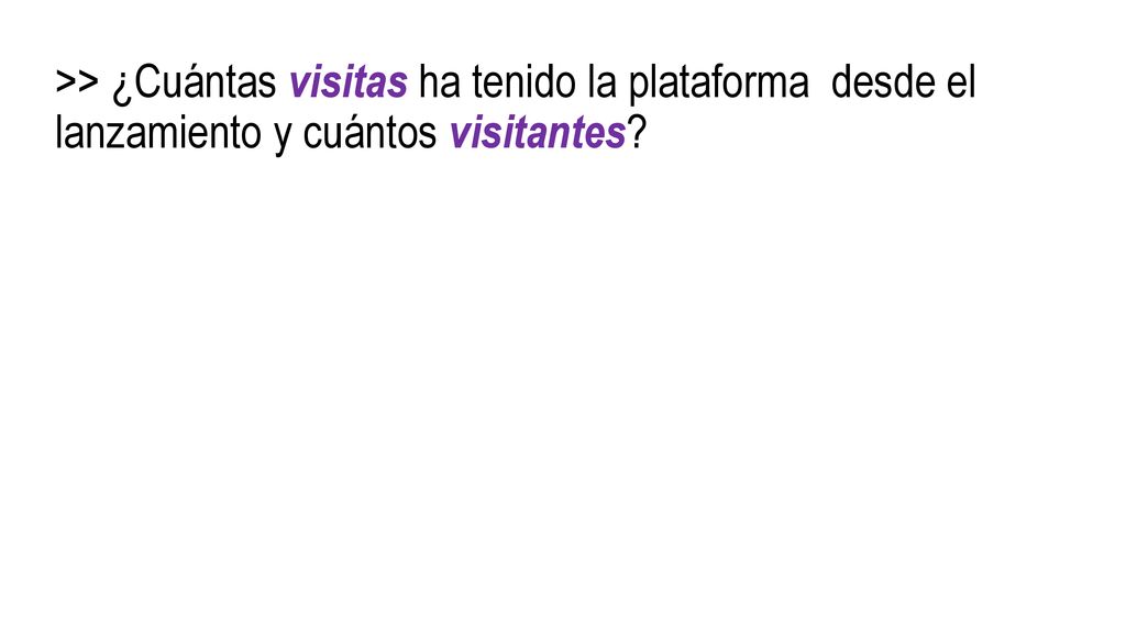 >> ¿Cuántas visitas ha tenido la plataforma desde el lanzamiento y cuántos visitantes