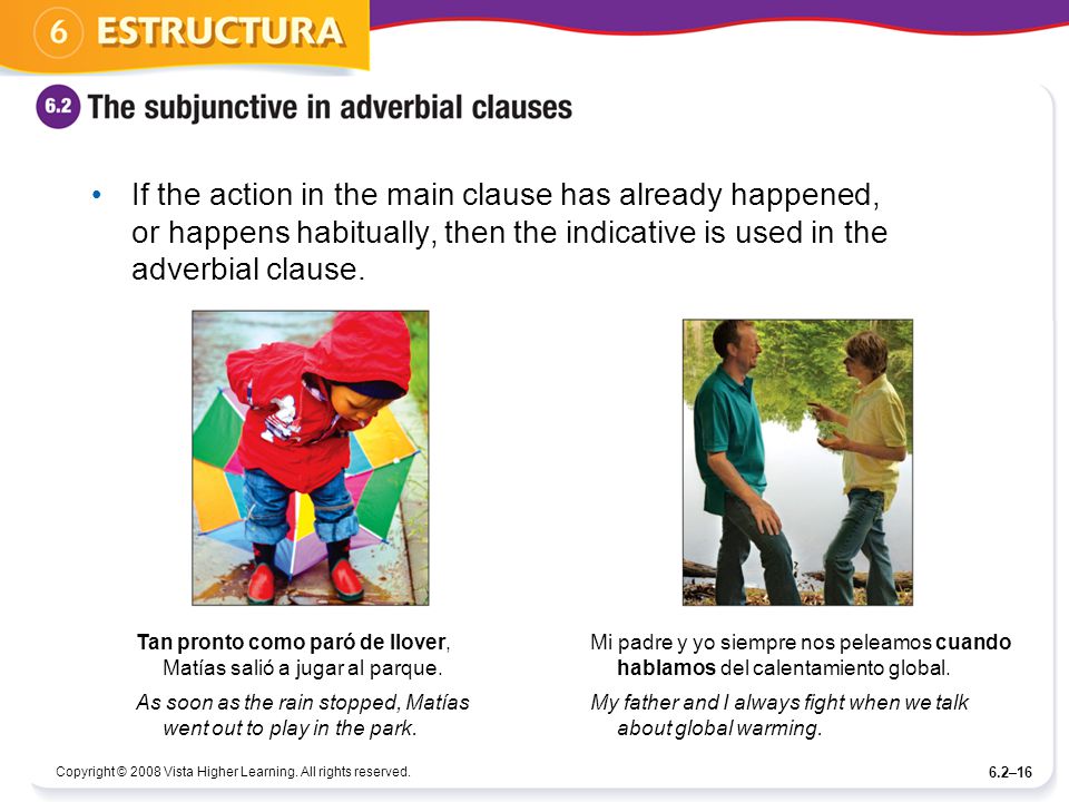If the action in the main clause has already happened, or happens habitually, then the indicative is used in the adverbial clause.