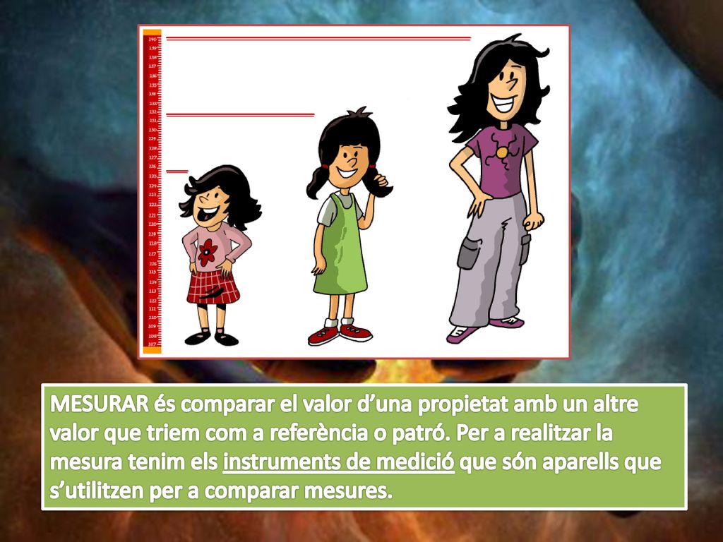 MESURAR és comparar el valor d’una propietat amb un altre valor que triem com a referència o patró.