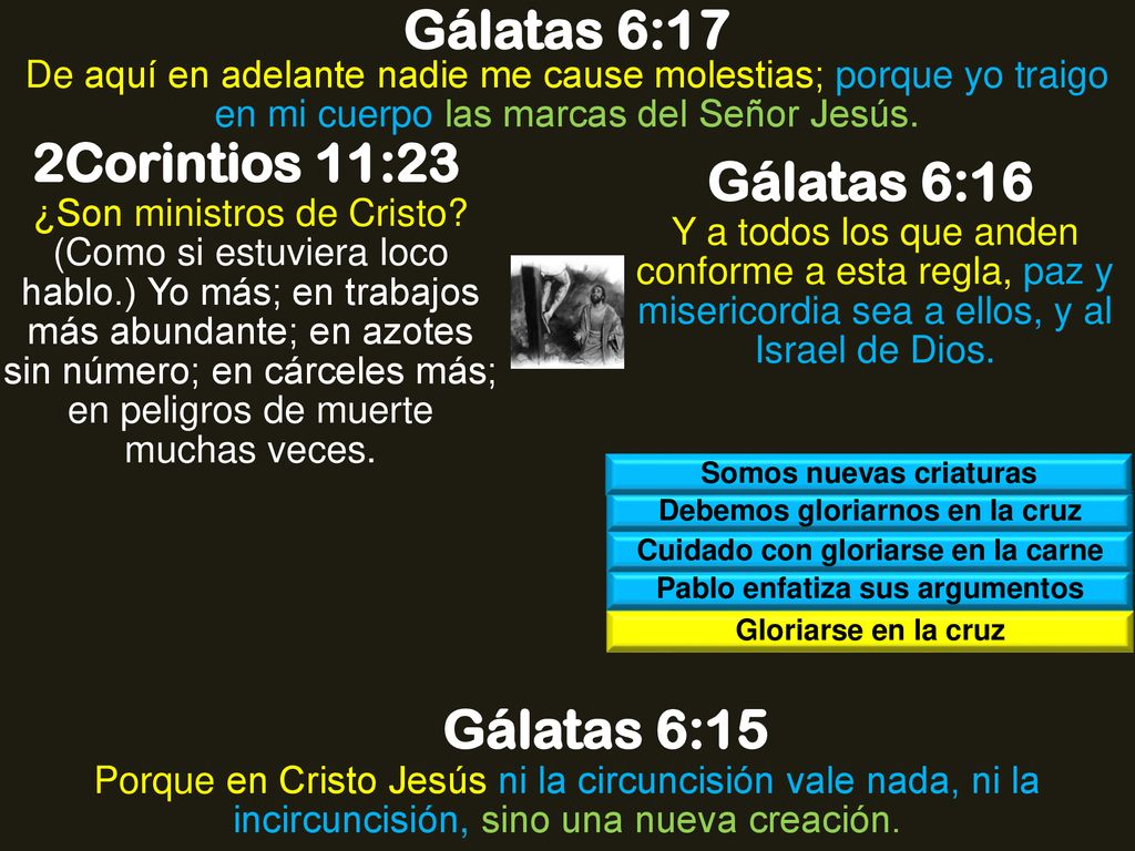 Gálatas 6:17 2Corintios 11:23 Gálatas 6:16 Gálatas 6:15