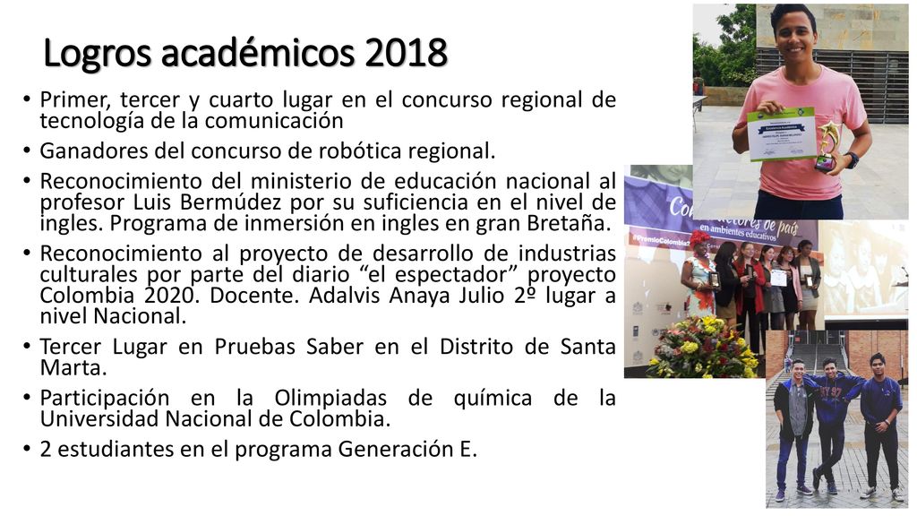 Logros académicos 2018 Primer, tercer y cuarto lugar en el concurso regional de tecnología de la comunicación.