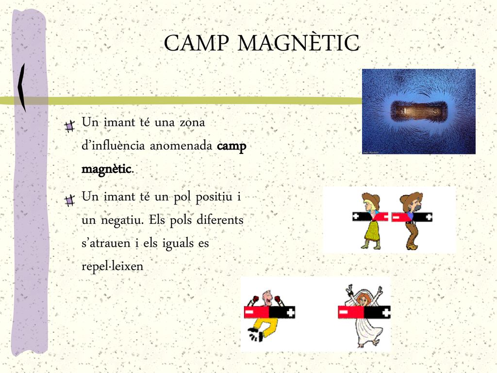 CAMP MAGNÈTIC Un imant té una zona d’influència anomenada camp magnètic.