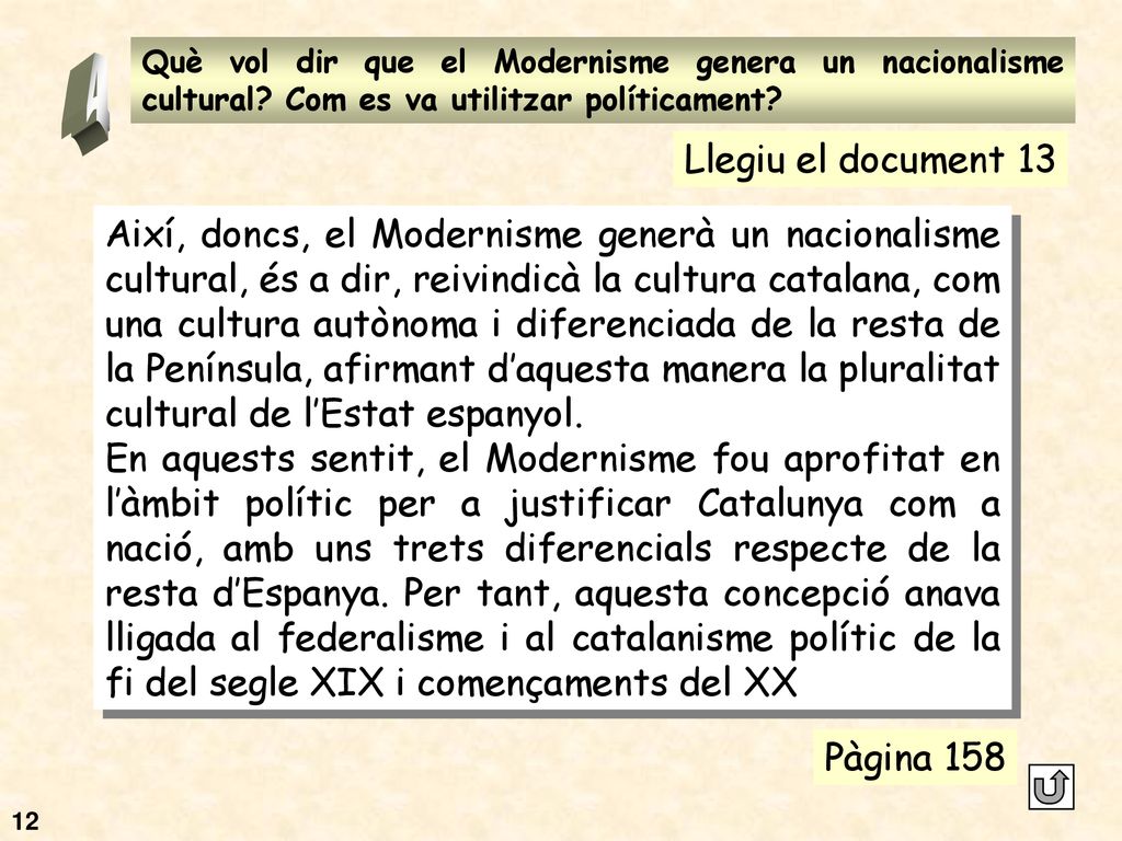 Què vol dir que el Modernisme genera un nacionalisme cultural