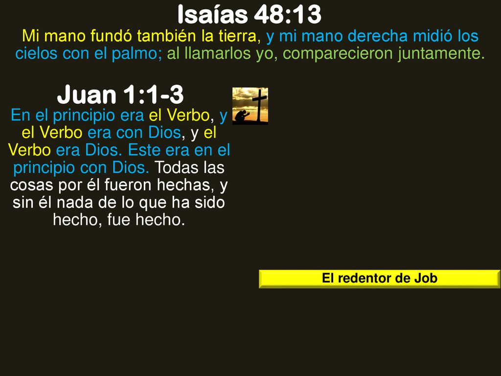 Isaías 48:13 Mi mano fundó también la tierra, y mi mano derecha midió los cielos con el palmo; al llamarlos yo, comparecieron juntamente.