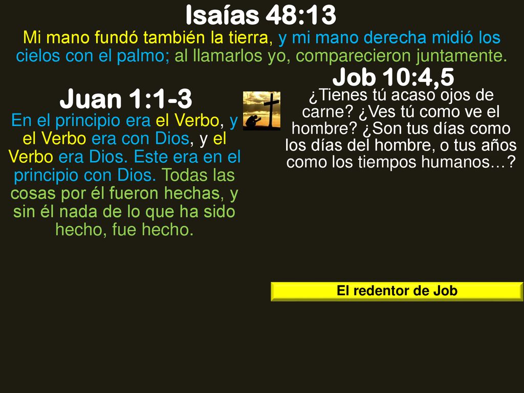 Isaías 48:13 Mi mano fundó también la tierra, y mi mano derecha midió los cielos con el palmo; al llamarlos yo, comparecieron juntamente.