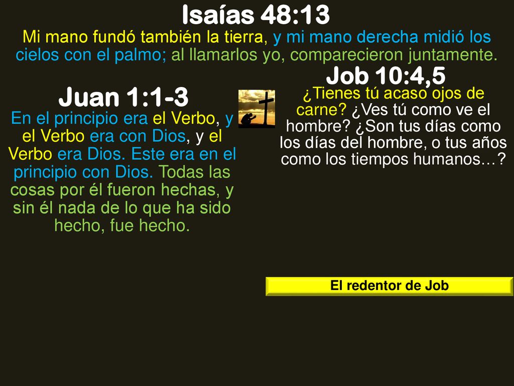 Isaías 48:13 Mi mano fundó también la tierra, y mi mano derecha midió los cielos con el palmo; al llamarlos yo, comparecieron juntamente.