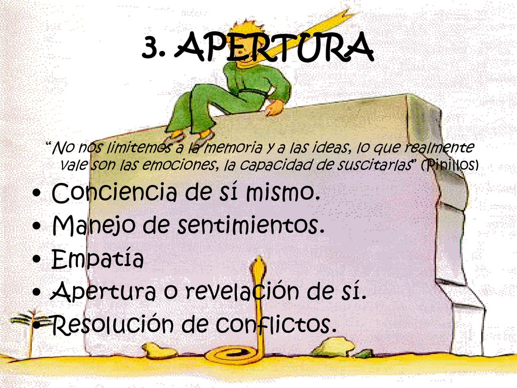 3. APERTURA Conciencia de sí mismo. Manejo de sentimientos. Empatía