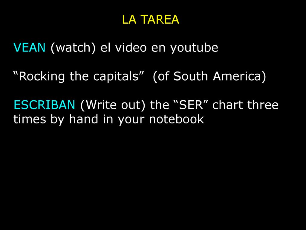 LA TAREA VEAN (watch) el video en youtube. Rocking the capitals (of South America)