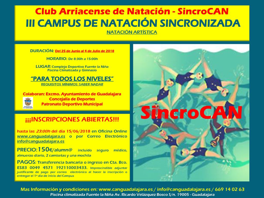 Club Arriacense de Natación - SincroCAN III CAMPUS DE NATACIÓN SINCRONIZADA NATACIÓN ARTÍSTICA