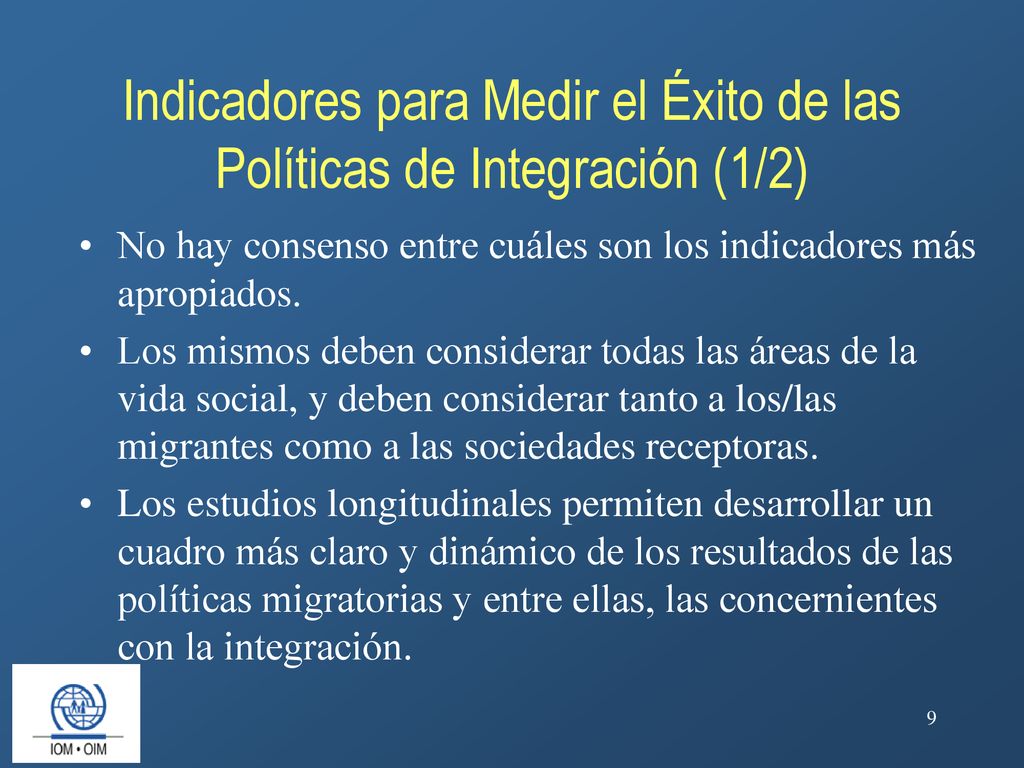 Indicadores para Medir el Éxito de las Políticas de Integración (1/2)